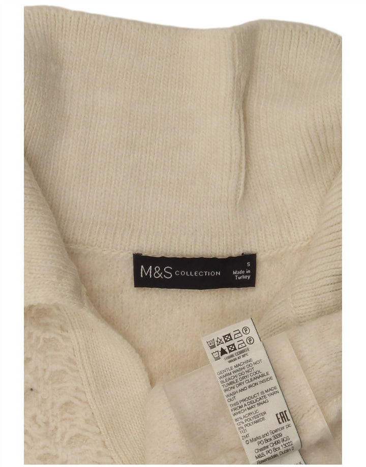 Marks & Spencer Damski sweter oversize z golfem UK 10, mały, biały