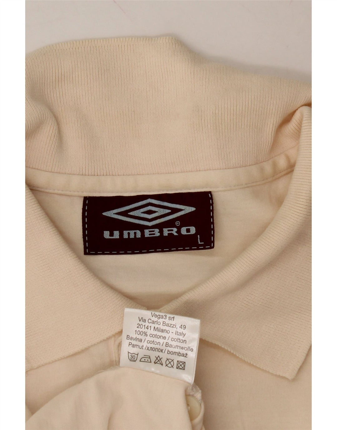 UMBRO Mens Graphic Polo Shirt Large Beige Cotton Vintage Umbro and Second-Hand Umbro from Messina Hembry 