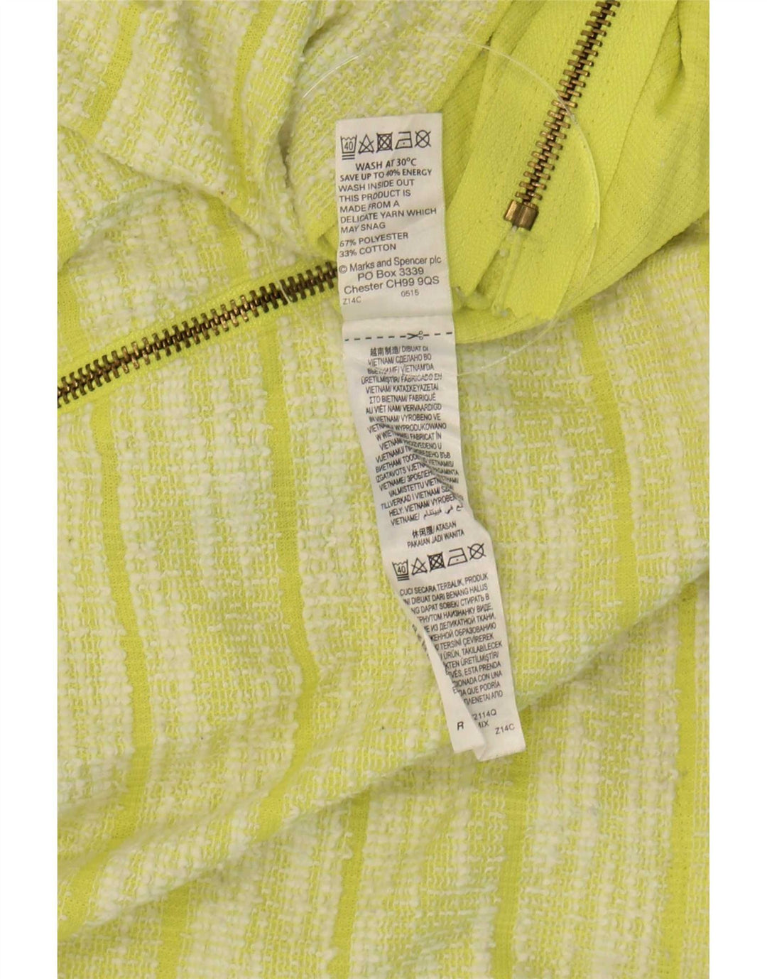 Marks & Spencer Damski top z rękawem 3/4, UK 14, duży, zielony, poliestrowy w paski