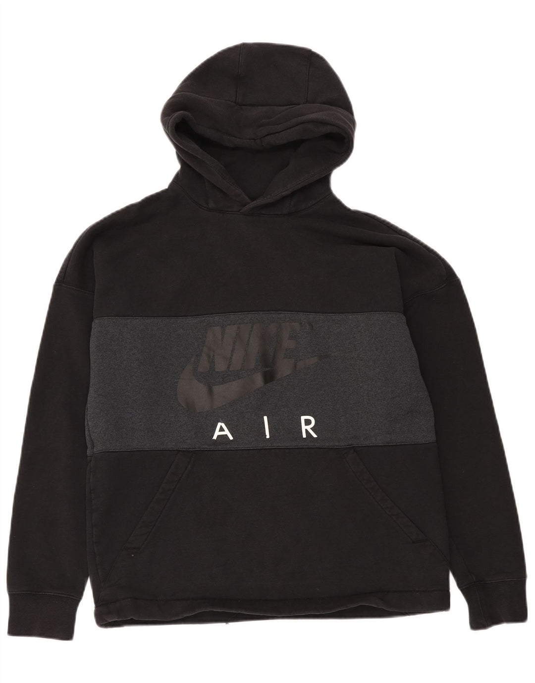 Męska bluza z kapturem Nike z grafiką, bawełniana, średnia czarna, z blokami kolorów