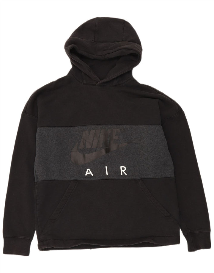 Męska bluza z kapturem Nike z grafiką, bawełniana, średnia czarna, z blokami kolorów