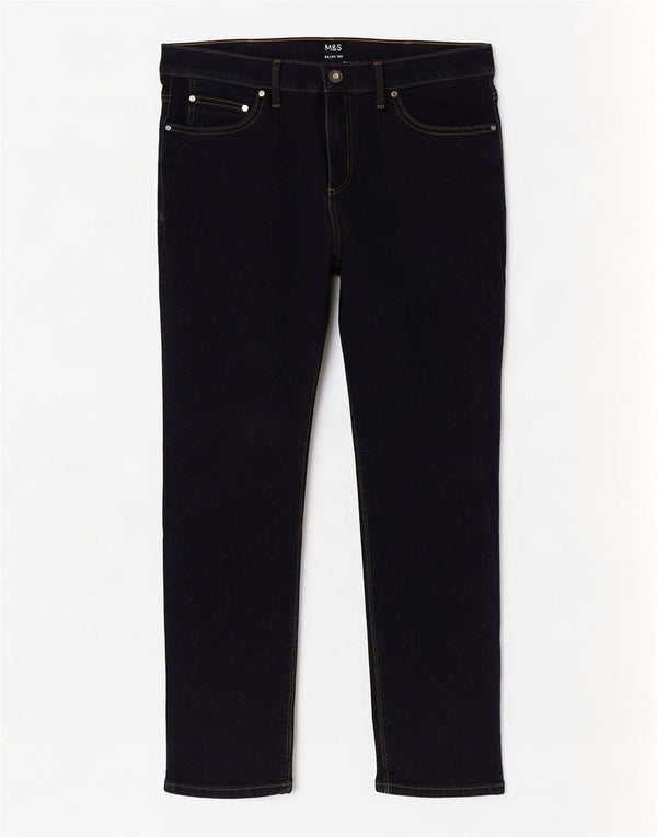 Marks & Spencer Męskie jeansy slim W36 L29 Granatowe, bawełniane