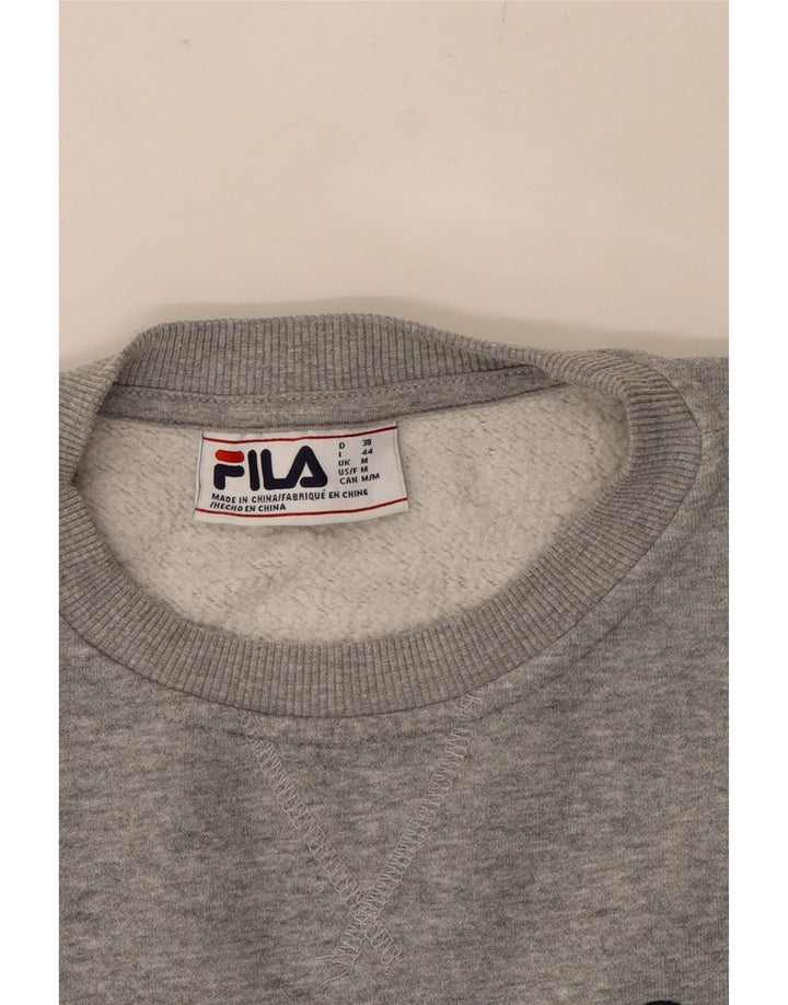 FILA Womens Graphic Sweatshirt Jumper UK 14 Medium Grey Cotton Vintage Fila and Second-Hand Fila from Messina Hembry 