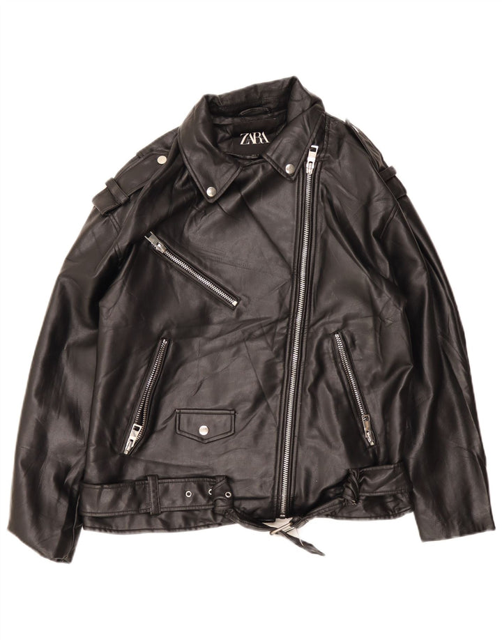 Damska kurtka motocyklowa typu oversize ze sztucznej skóry ZARA UK 10, mała czarna