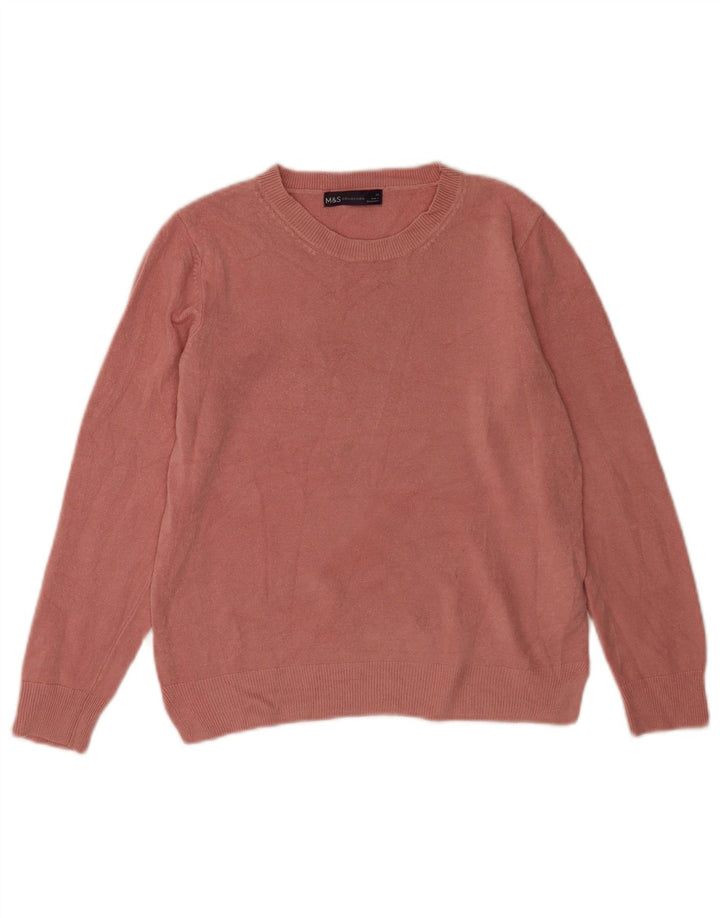 Marks & Spencer Damski sweter z okrągłym dekoltem, UK 14, średni różowy akryl