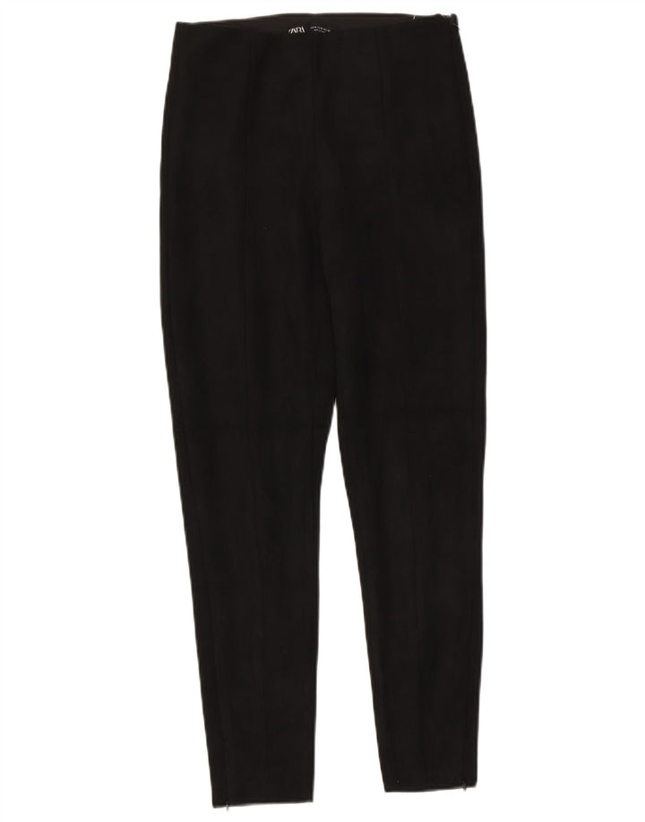 Damskie spodnie typu slim casual Zara, średnie W28 L27, czarny poliester
