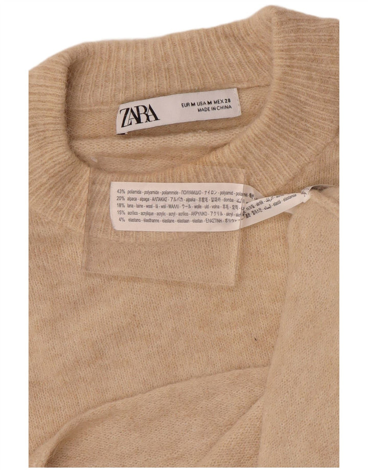 Damski sweter oversize z okrągłym dekoltem ZARA UK 14 średni beż
