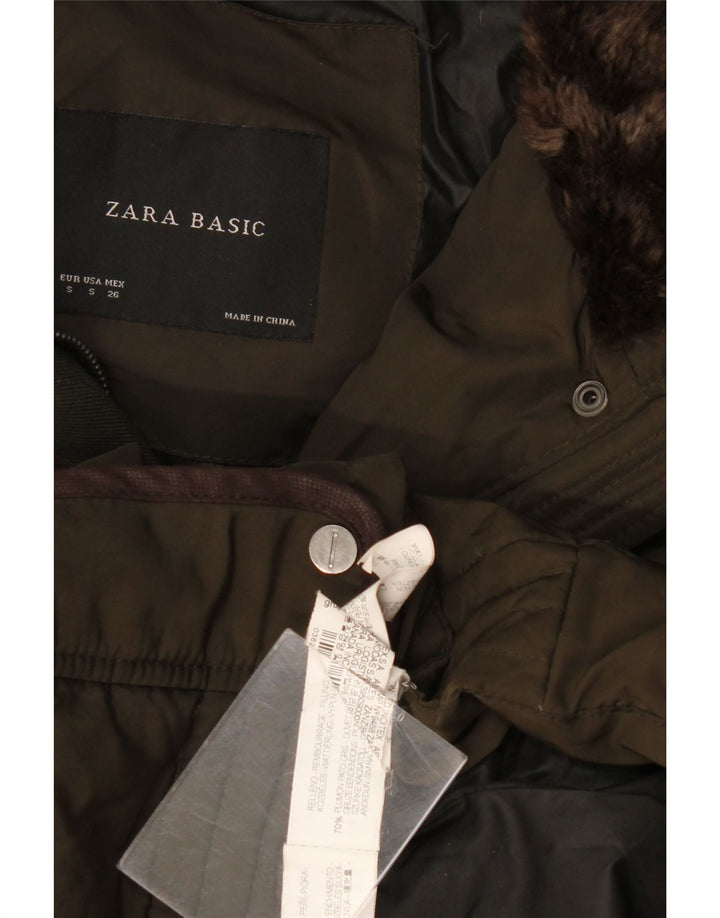 Ocieplany płaszcz damski Zara UK 10, mały, khaki, akryl