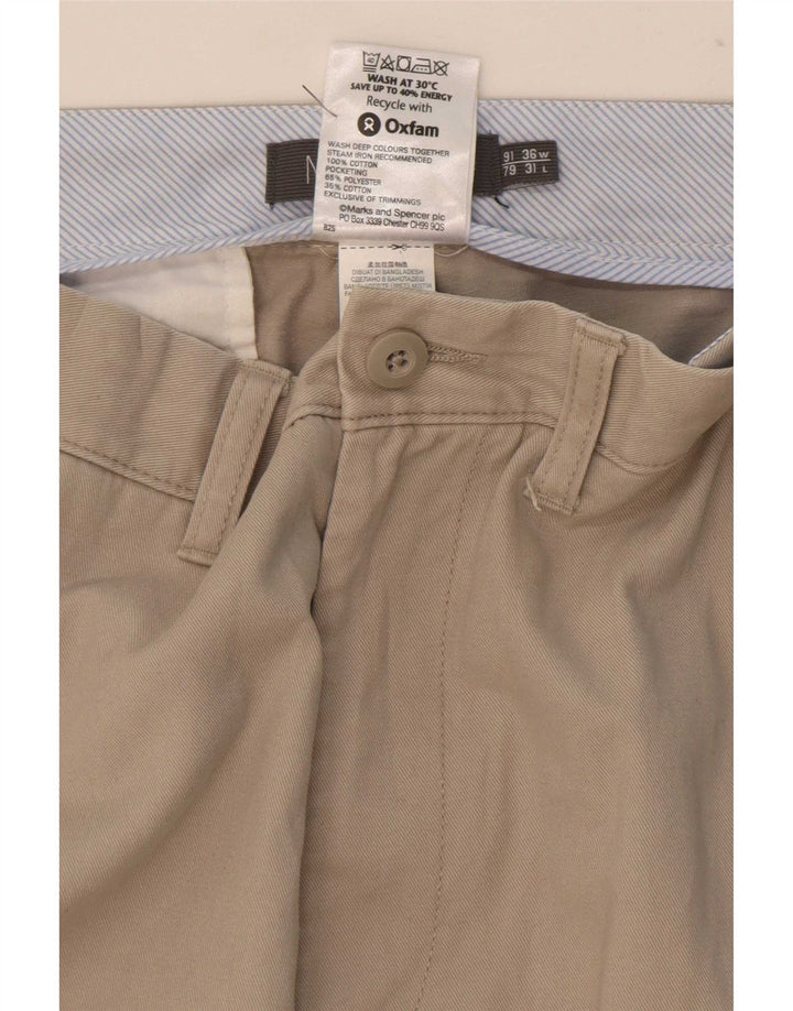 Męskie proste spodnie Chino Marks & Spencer W36 L31 Beżowy poliester