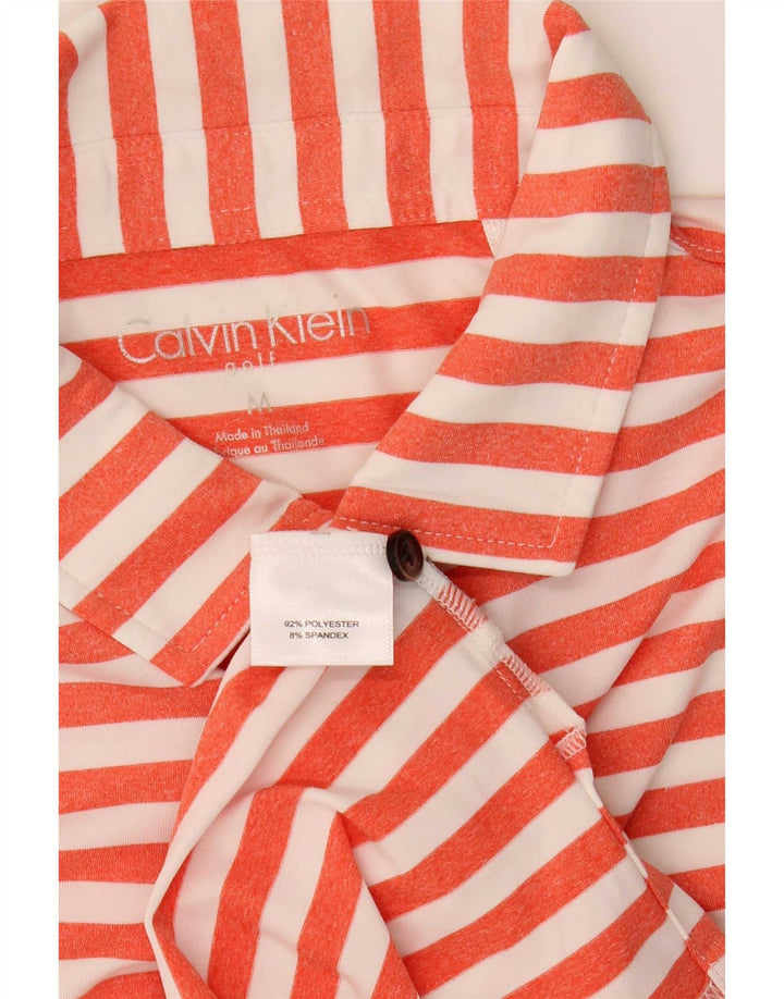Męska koszulka polo do golfa Calvin Klein, poliester w średnie pomarańczowe paski