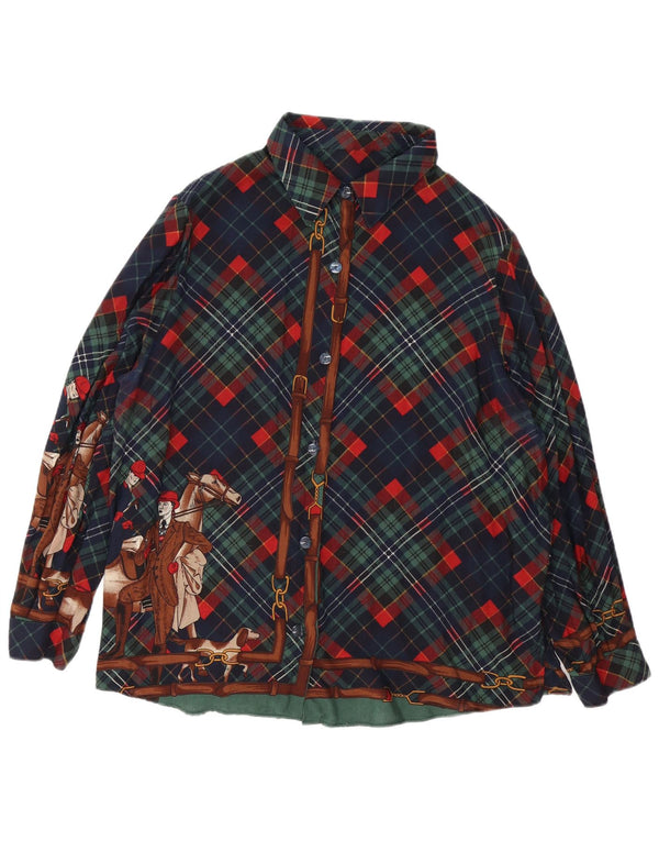 Vintage Womens Graphic Flannel Shirt UK 18 XL Blue Check