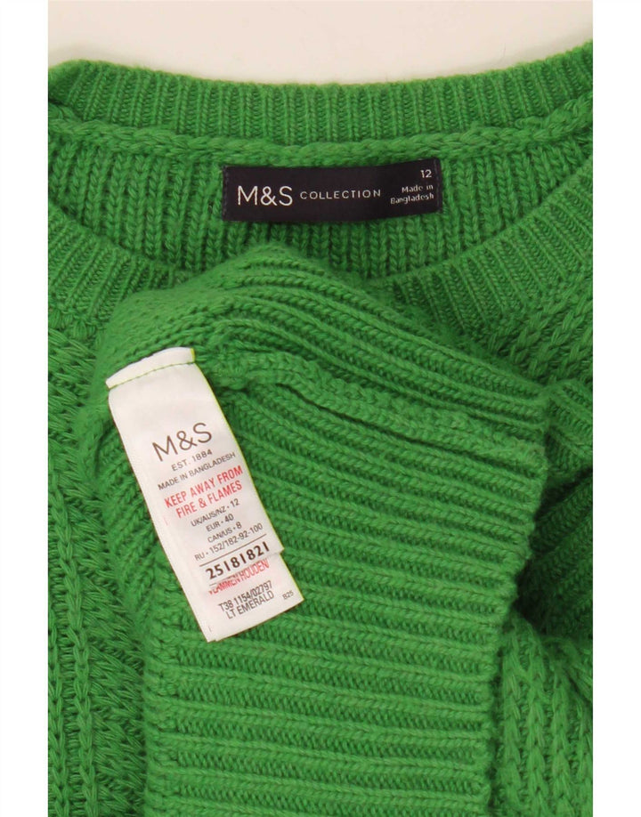 Marks & Spencer Damski sweter z dekoltem w łódkę, UK 12, średni zielony