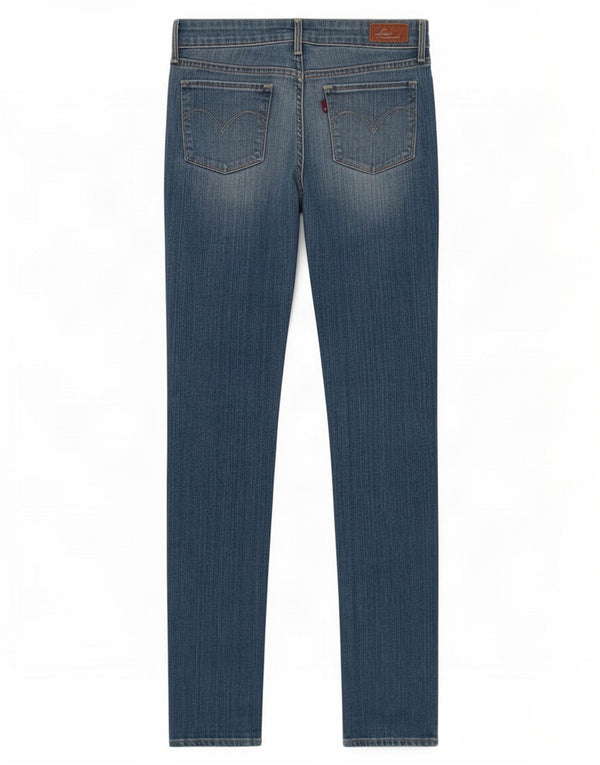 Damskie jeansy Levi's lekko zakrzywione, obcisłe W28 L31, niebieska bawełna