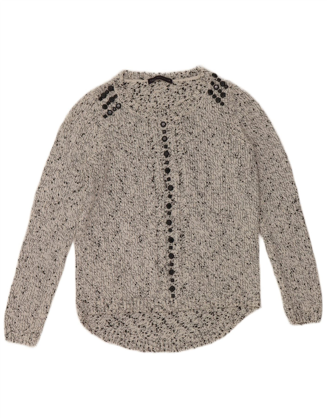 Marks & Spencer Damski sweter z dekoltem w łódkę UK 12 Średni szary nakrapiany