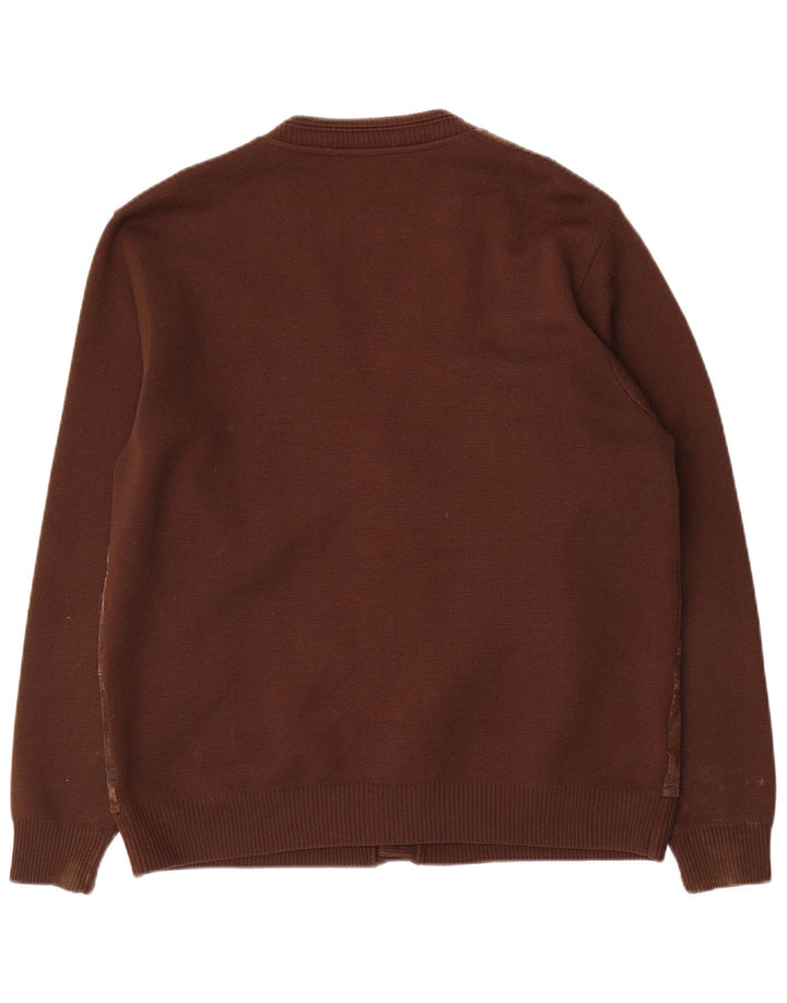 Il Granchio Męski zamszowy sweter rozpinany, duży, brązowy, wełniany