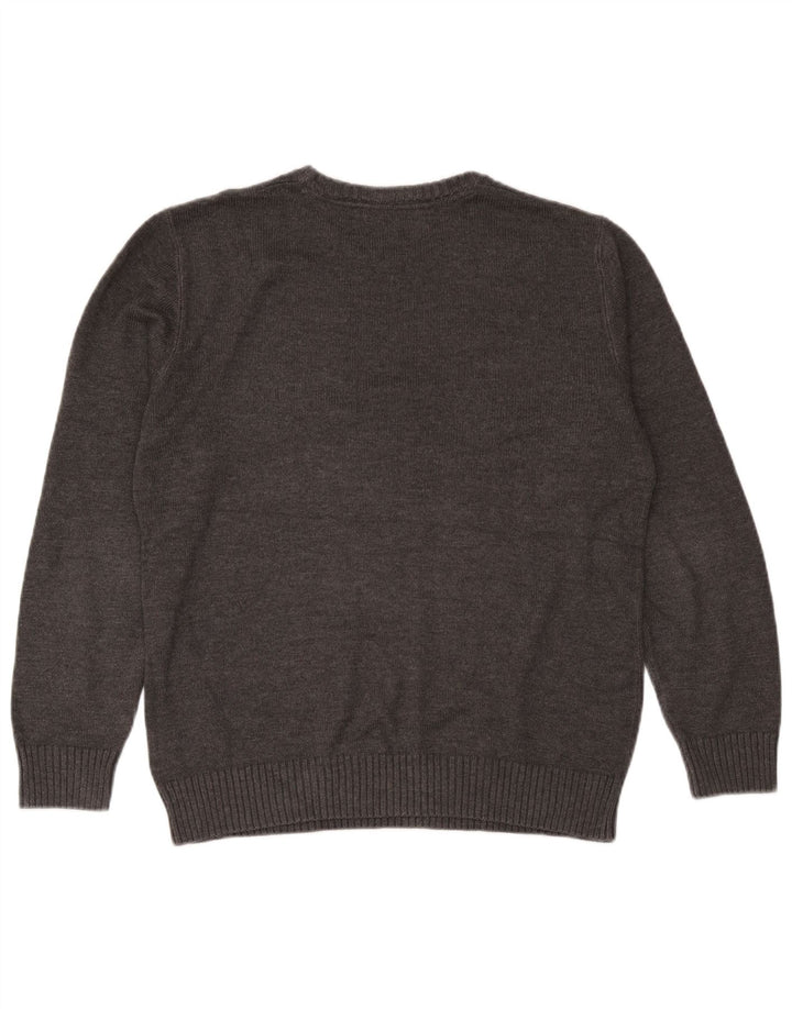 Crew Clothing Męski sweter z dekoltem w serek, średnioszary, bawełniany