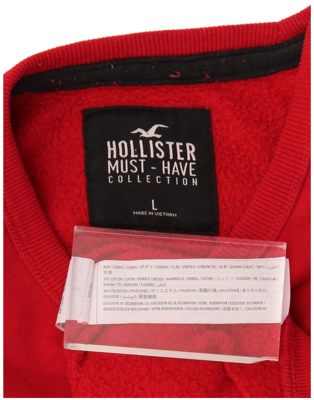 Męska bluza z grafiką HOLLISTER, duża, czerwona, bawełniana