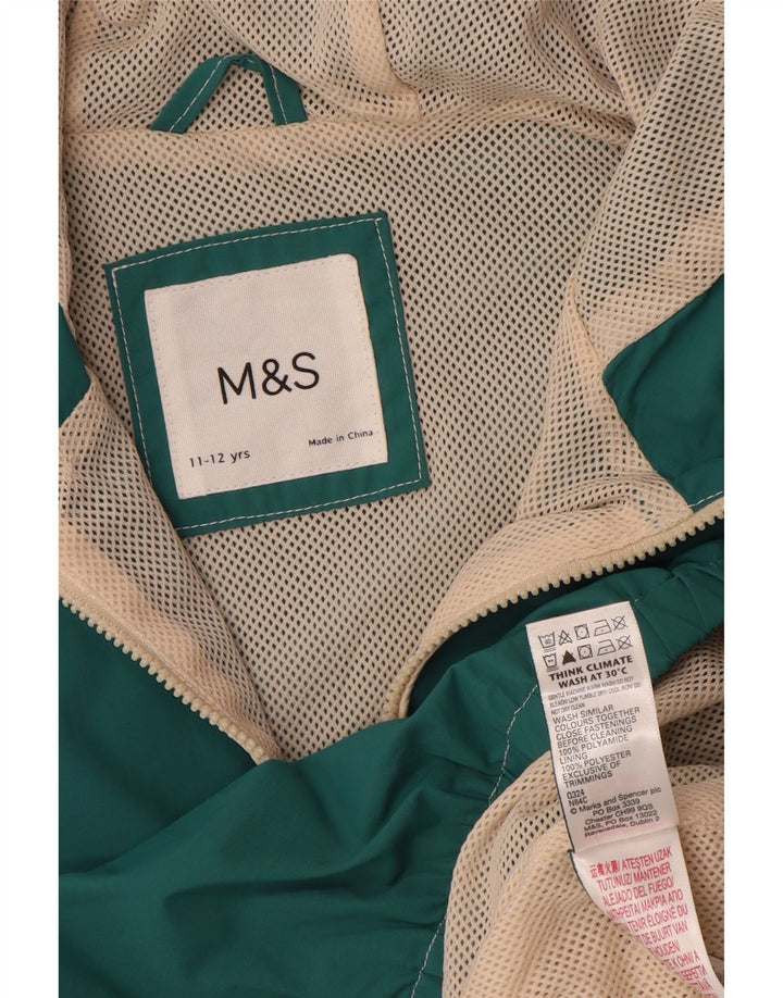 Marks & Spencer Chłopięca kurtka przeciwdeszczowa oversize z kapturem, 11-12 lat, zielona