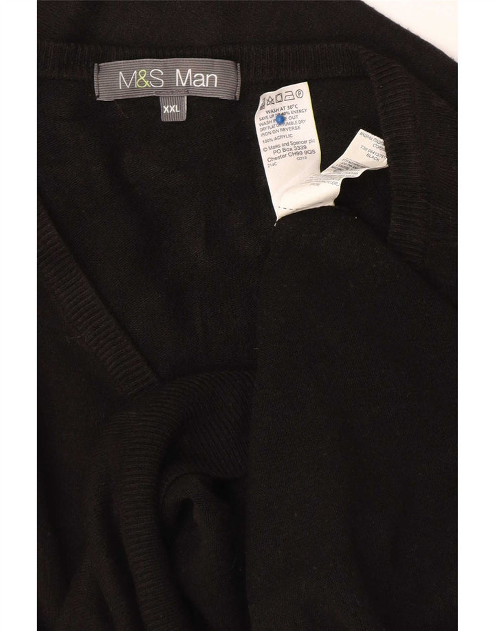 Marks & Spencer Męski sweter z dekoltem w kształcie litery V, 2XL, czarny akryl