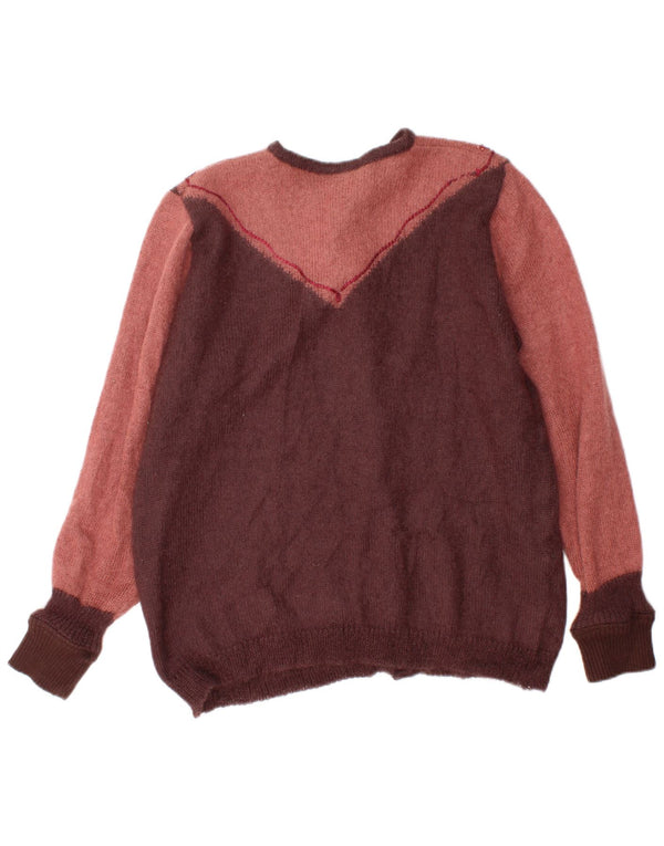 Sweter damski w stylu vintage, UK 18 XL, bordowy, blok kolorów