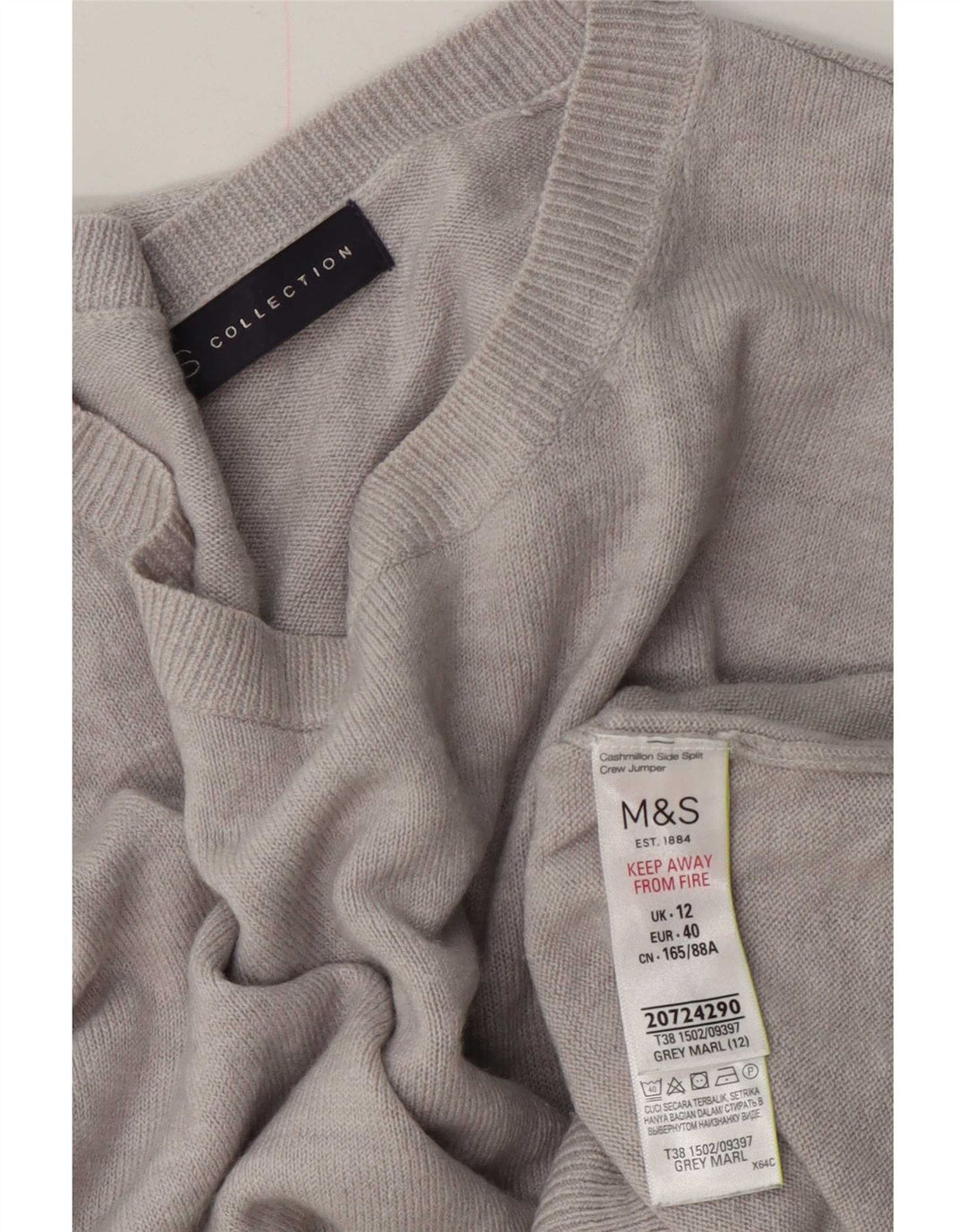 Sweter damski Marks & Spencer z okrągłym dekoltem, UK 12, średni szary
