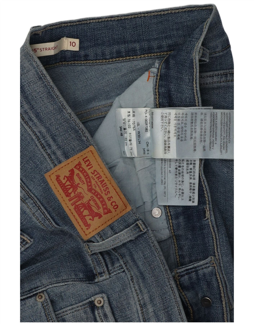 Damskie długie proste dżinsy LEVI'S US 10 Large W30 L34 Niebieska bawełna