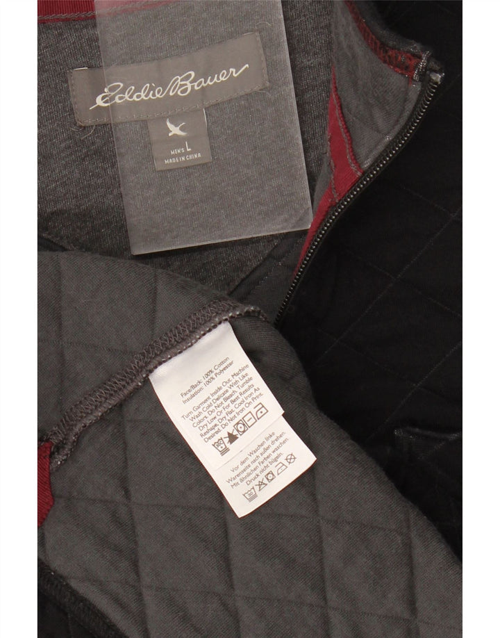 Męski sweter z zamkiem błyskawicznym Eddie Bauer, duży, czarny, bawełniany