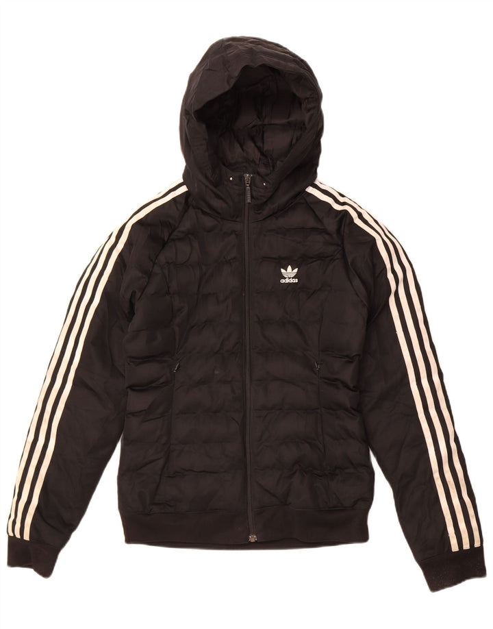 Damska wyściełana kurtka z kapturem Adidas UK 6 XS Czarny poliester