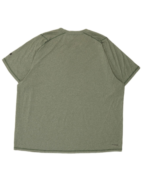 Męski t-shirt ADIDAS Aeroready, 2XL, khaki, nakrapiany poliester