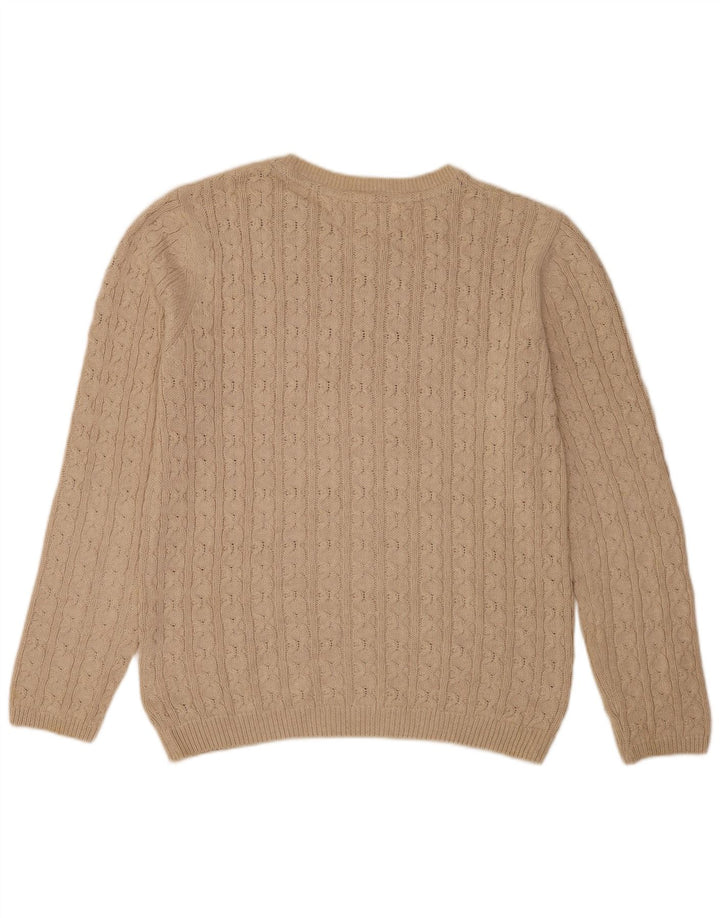 Męski sweter z okrągłym dekoltem Tommy Hilfiger, duży, beżowy, klasyczny