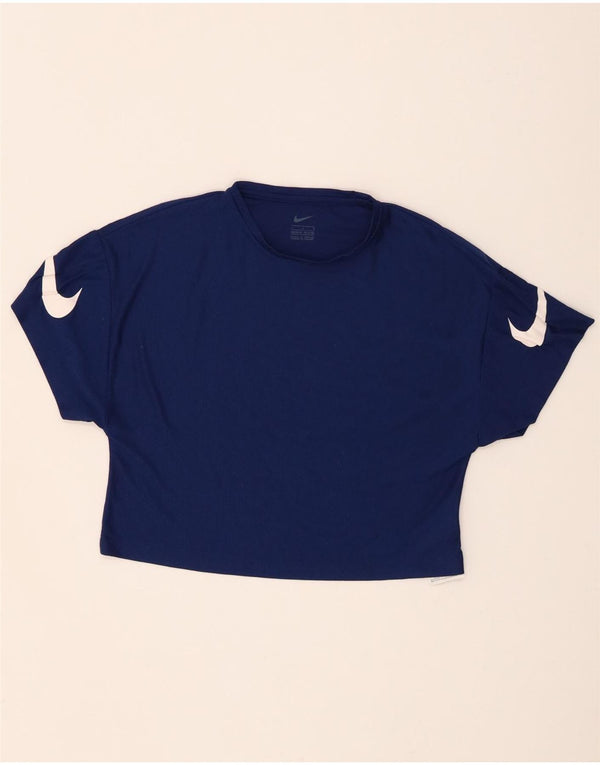 T-shirt dziewczęcy Nike z krótkim rękawem i grafiką, rozmiar 12-13 lat, granatowy, poliester
