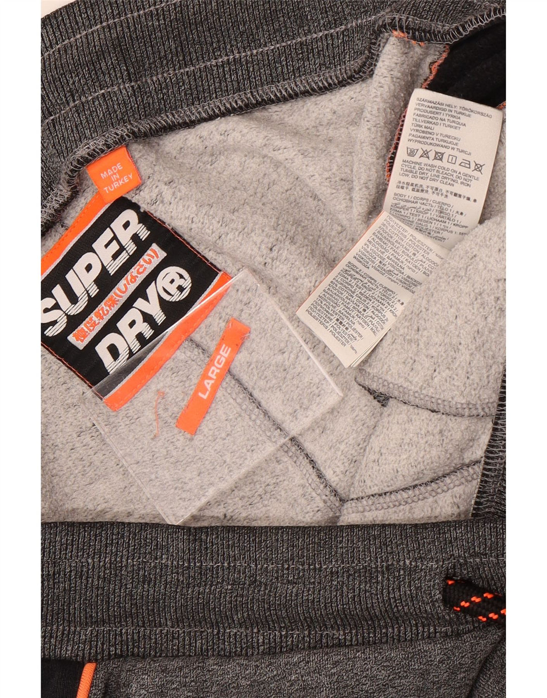 Męskie spodenki sportowe Superdry z grafiką, duży szary poliester z blokami kolorów
