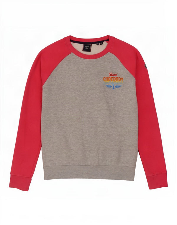 Damski sweter oversize Superdry UK 10, mały, szary, z blokami kolorów