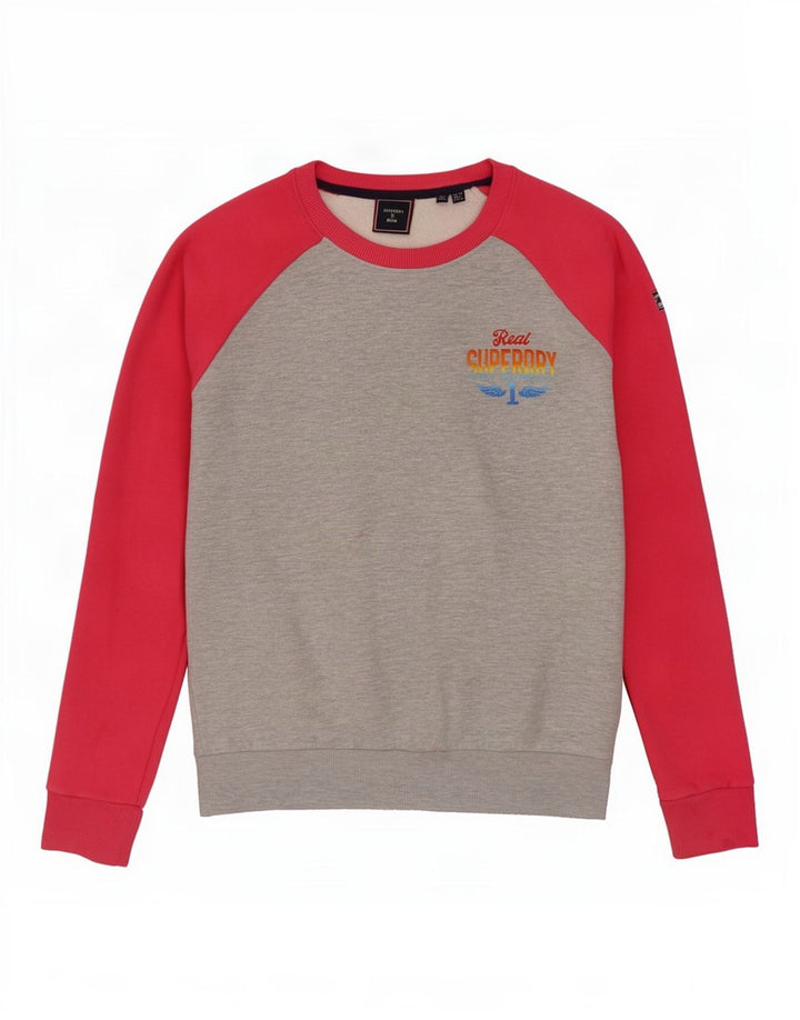 Damski sweter oversize Superdry UK 10, mały, szary, z blokami kolorów