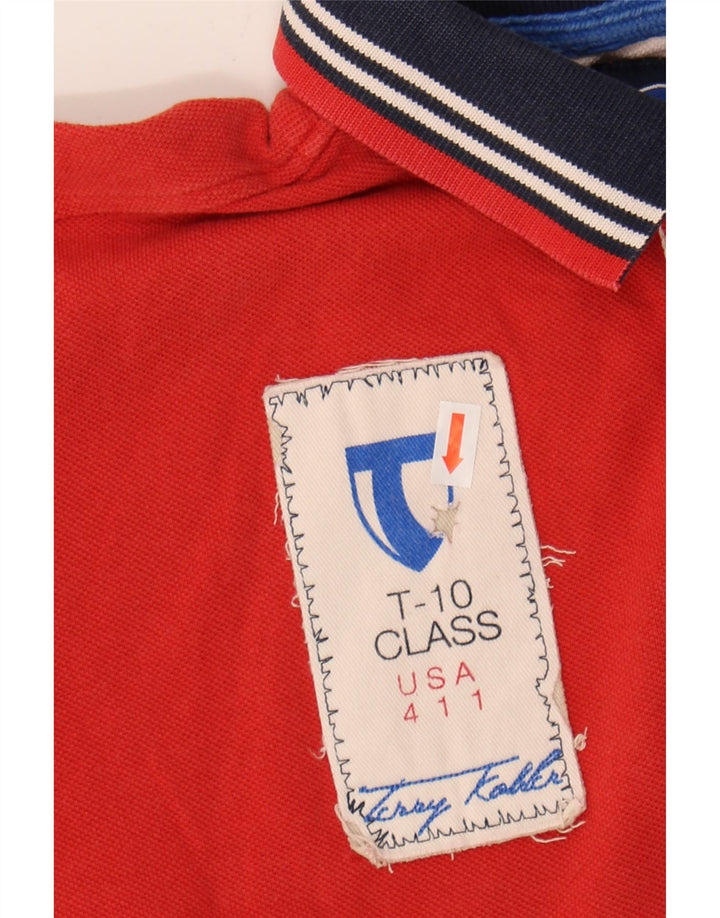 NORTH SAILS Mens Graphic Polo Shirt Medium Red Colourblock Cotton Vintage North Sails and Second-Hand North Sails from Messina Hembry 
