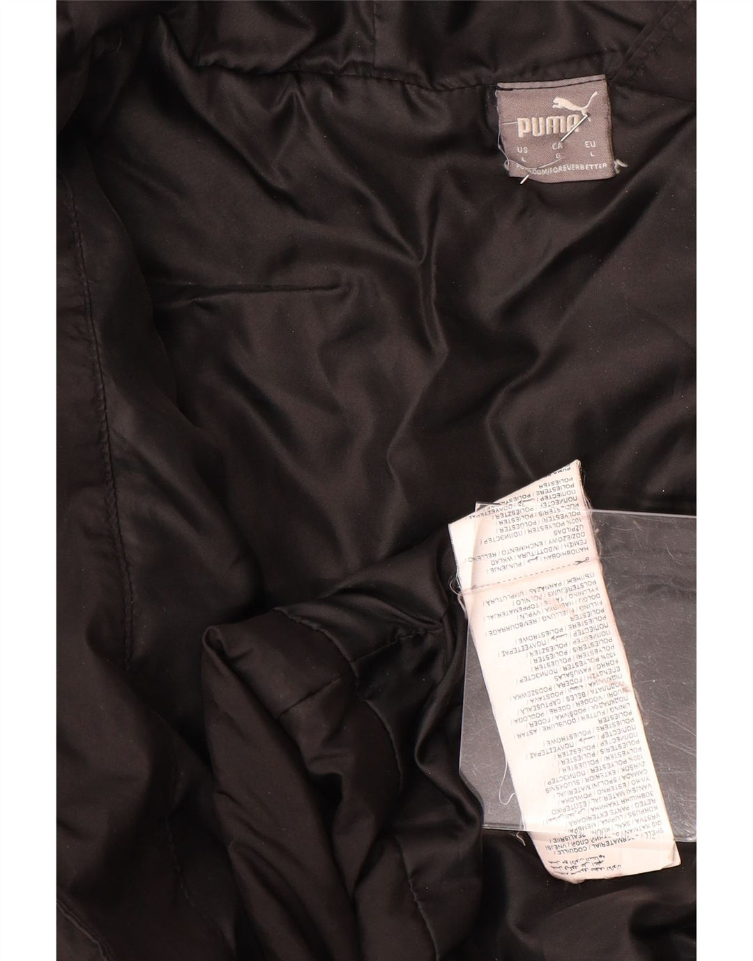 Damska wyściełana kurtka z kapturem Puma UK 16, duża, czarna, poliester