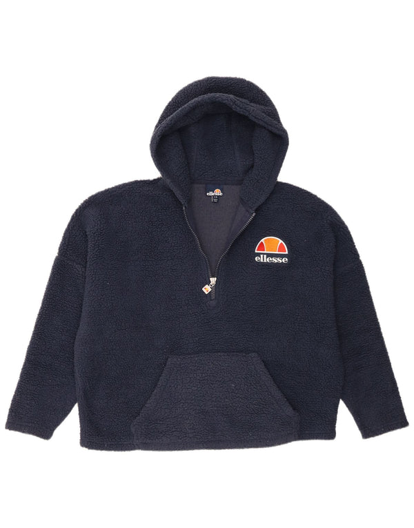 Damski sweter polarowy z kapturem, oversize, Ellesse UK 10, mały, granatowy