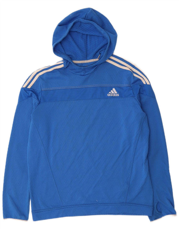 ADIDAS Mens Hoodie Jumper Large Blue Polyester