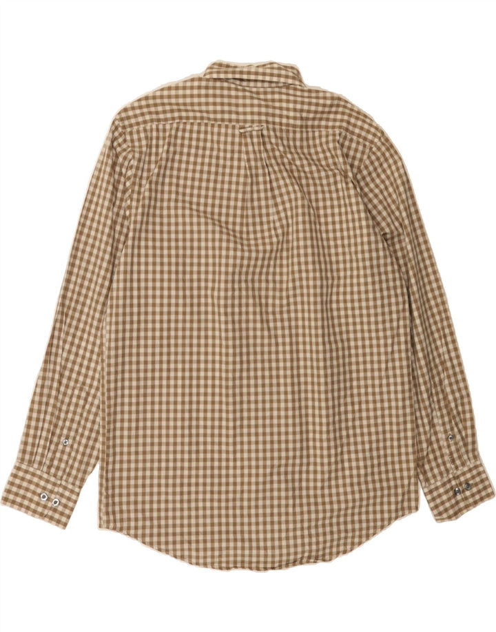 IZOD Mens Shirt Medium Beige Gingham Cotton Vintage Izod and Second-Hand Izod from Messina Hembry 