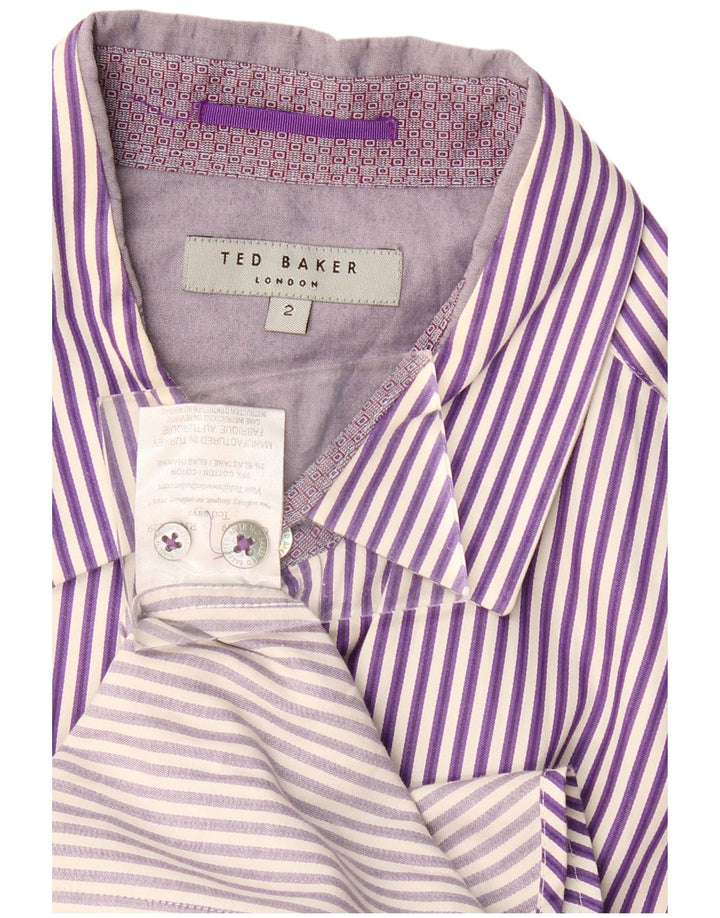 Koszula męska TED BAKER, rozmiar 2, mała, fioletowa, bawełniana w prążki