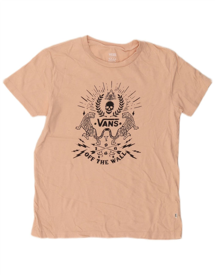 Damska koszulka z grafiką VANS Top UK 10, mała, różowa, bawełniana