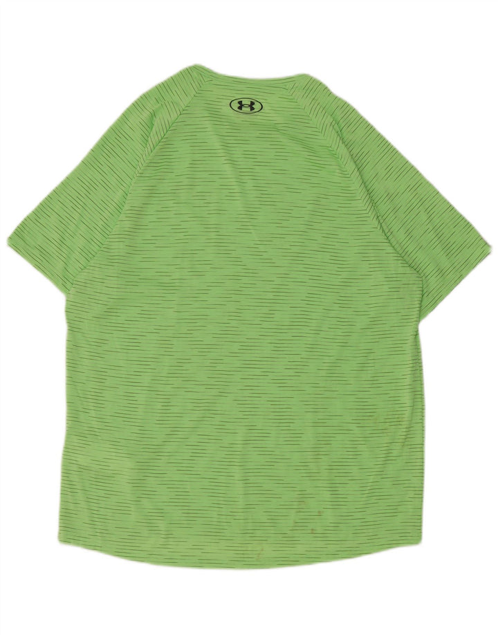 Under Armour Męski T-shirt Top, duży, zielony, poliestrowy w prążki