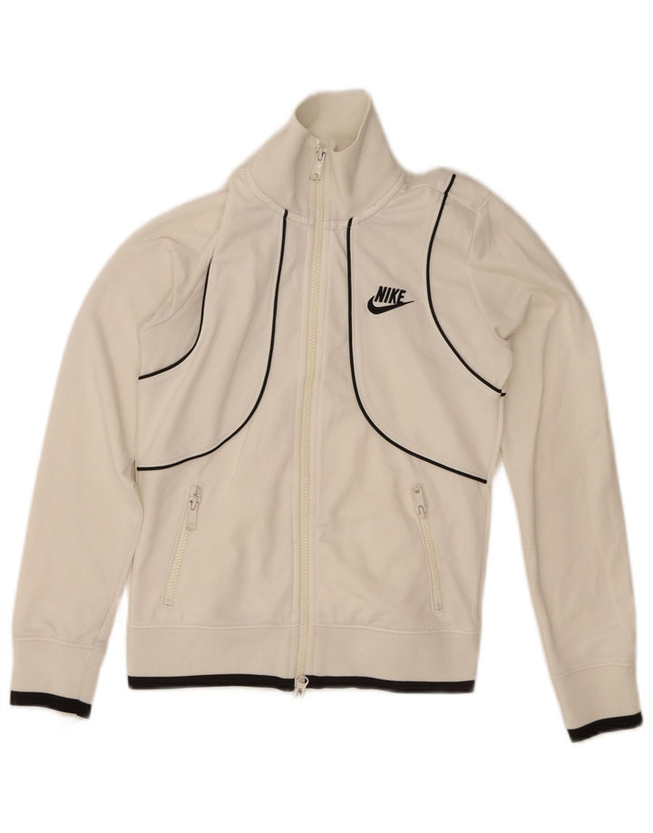 NIKE Womens Tracksuit Top Jacket UK 6/8 XS White Polyester