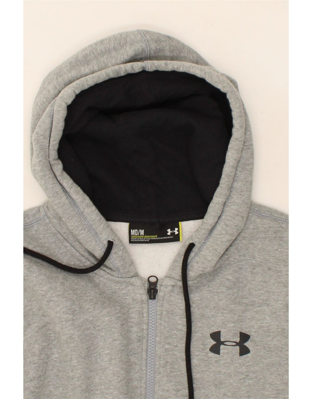 UNDER ARMOUR Mens Zip Hoodie Sweater Medium Grey Cotton Vintage Under Armour and Second-Hand Under Armour from Messina Hembry 