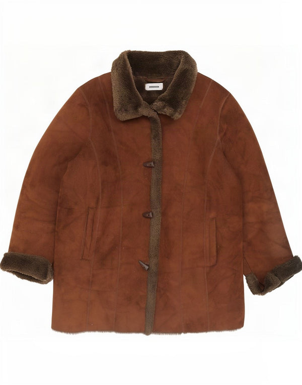 Damski płaszcz Wallis Oversize Sherpa UK 16, duży, brązowy akryl