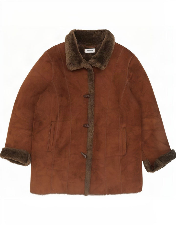 Damski płaszcz Wallis Oversize Sherpa UK 16, duży, brązowy akryl