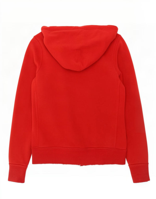 Męski sweter z kapturem i zamkiem błyskawicznym Abercrombie & Fitch, średnio czerwony