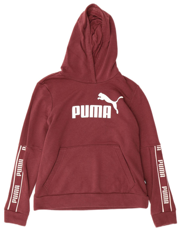 Damski sweter z kapturem i grafiką PUMA UK 14, średnia, bordowa bawełna