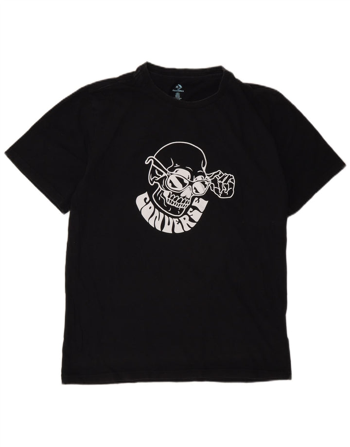 Converse Męski T-shirt z grafiką, mały, czarny, bawełniany