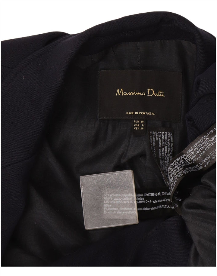 Damska marynarka Massimo Dutti zapinana na 1 guzik EU 38, mała, granatowa, z poliestru